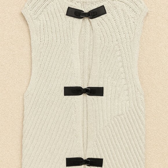 Armani Exchange Cream Toggle Knit Sweater Vest Women’s M Rare Fall 2015 Runway - Picture 4 of 11